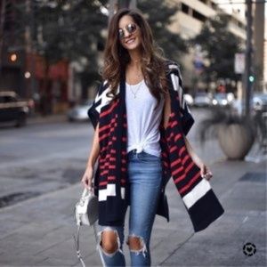 LOFT Striped Poncho